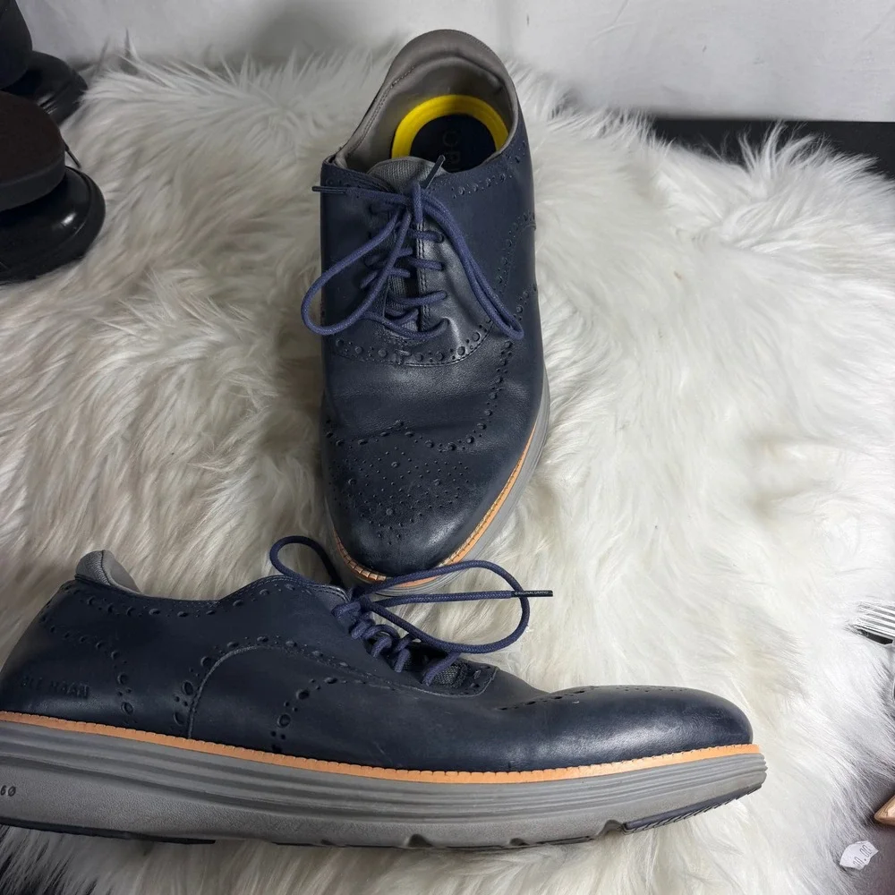 Cole Haan OriginalGrand Wingtip Oxford Navy Leather Shoes C32060 Mens 13W